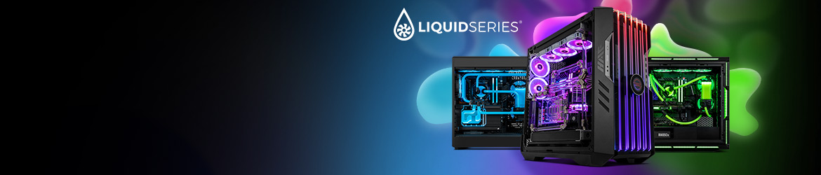 Liquid Series® Opdag toppen inden for ydelse og stil med PCSpecialist Liquid Series®-vandkølede PC'er.