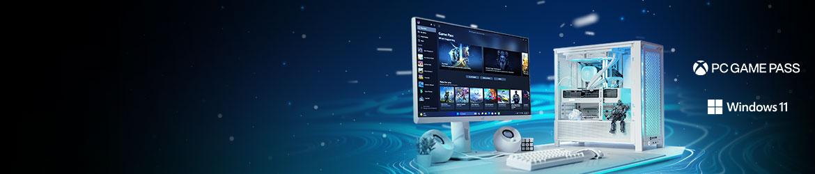 Dine spil overalt Spil hundredvis af PC-spil på dit nye PCSpecialist-system med 1 måneds PC Game Pass*